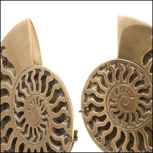 Set de 2 objets décoratifs Ammonite finition laiton antique 24-Ammonite
