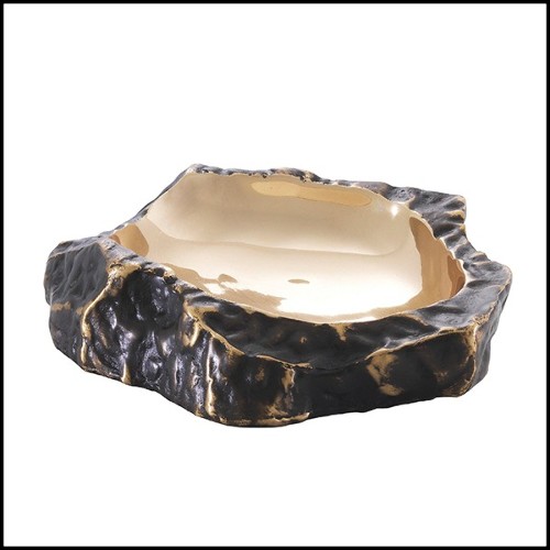 Bol en laiton massif finition bronze highlight et intérieur finition laiton poli 24-Callas