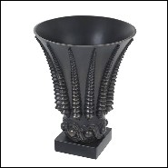 Vase style Art-Deco en laiton finition bronze highlight et base en granite noir 24-Coral