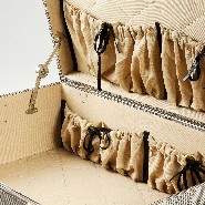 Set of 3 Trunks in vintage style with check brown fabric and black leather with brass finish 24-Bittersweets