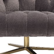 Armchair with swivel base in brushed brass finish and covered with Grey velvet 24-Gardner