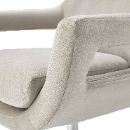 Armchair on swivel base nickel finish and covered with pebble grey 24-Flavio