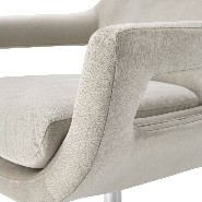 Fauteuil sur base pivotante finition nickel et couvert avec tissu gris galet 24-Flavio