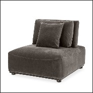 Armchair contemporary style in black wood and covered with granite grey fabric 24-Mondial