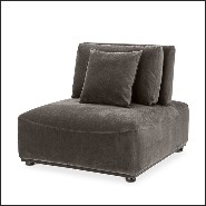Fauteuil style contemporain en bois noir couvert avec tissus granite grey 24-Mondial