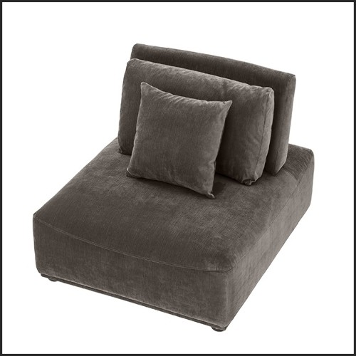 Fauteuil style contemporain en bois noir couvert avec tissus granite grey 24-Mondial