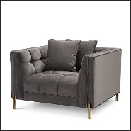Armchair in brushed brass finis covered with Savona grey velvet 24-Sienna