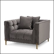 Fauteuil finition laiton brossé couvert avec tissus velours gris Savona 24-Sienna