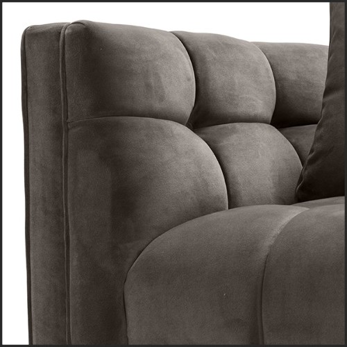 Armchair in brushed brass finis covered with Savona grey velvet 24-Sienna