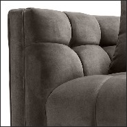 Fauteuil finition laiton brossé couvert avec tissus velours gris Savona 24-Sienna