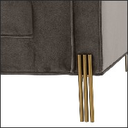 Fauteuil finition laiton brossé couvert avec tissus velours gris Savona 24-Sienna