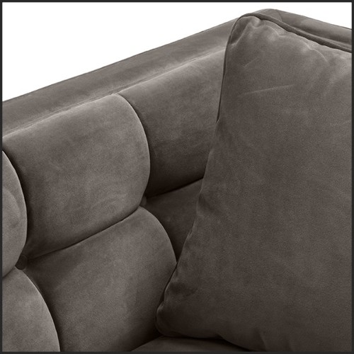 Fauteuil finition laiton brossé couvert avec tissus velours gris Savona 24-Sienna