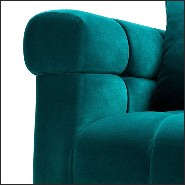 Armchair in gunmetal finish covered with deep-buttoned Savona sea green velvet 24-Aurelio