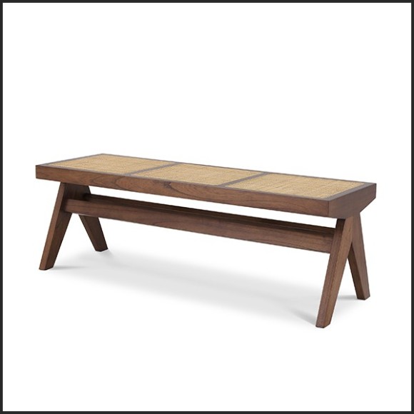 Bench in modern style in solid wood and rattan 24-Arnaud