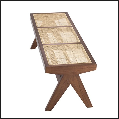Bench in modern style in solid wood and rattan 24-Arnaud