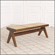 Bench in modern style in solid wood and rattan 24-Arnaud