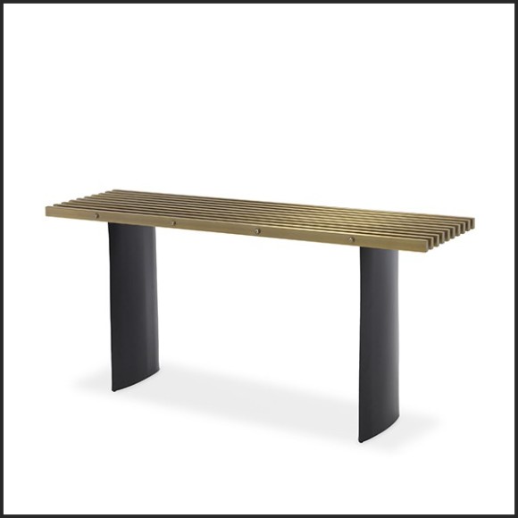 Console en acier inoxydable finition laiton brossé et pied finition noir 24-Vauclair