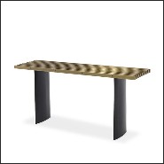 Console en acier inoxydable finition laiton brossé et pied finition noir 24-Vauclair