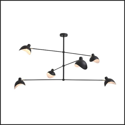 Chandelier in black finish with details in antique brass finish 24-Vince