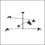 Chandelier in black finish with details in antique brass finish 24-Vince