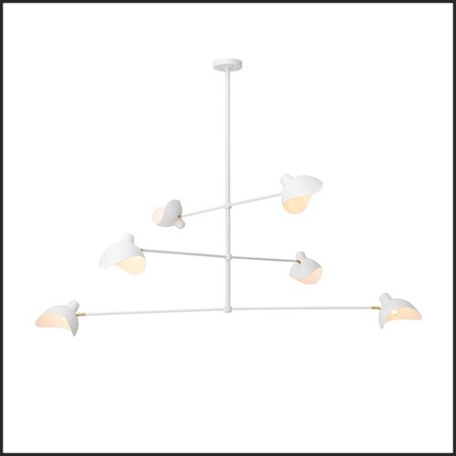 Chandelier in white finish with details in antique brass finish 24-Vince