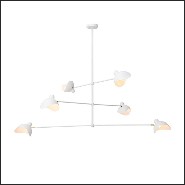 Chandelier finition blanc avec détails en laiton antique 24-Vince