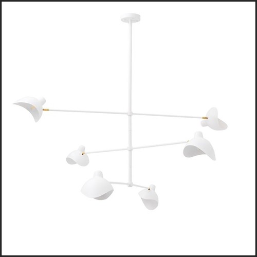 Chandelier in white finish with details in antique brass finish 24-Vince