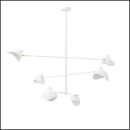 Chandelier finition blanc avec détails en laiton antique 24-Vince