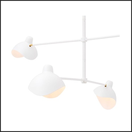 Chandelier finition blanc avec détails en laiton antique 24-Vince