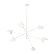 Chandelier avec structure finition white et détails en laiton antique 24-Meryll