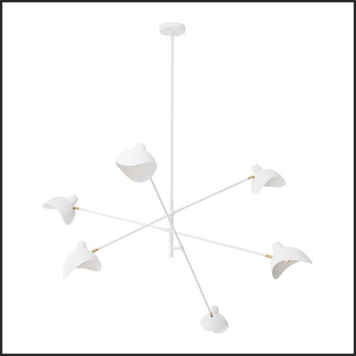 Chandelier with structure in white finish with details in antique brass 24-Meryll