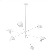 Chandelier avec structure finition white et détails en laiton antique 24-Meryll