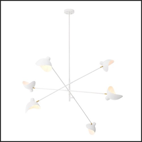 Chandelier avec structure finition white et détails en laiton antique 24-Meryll