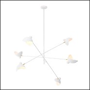 Chandelier avec structure finition white et détails en laiton antique 24-Meryll