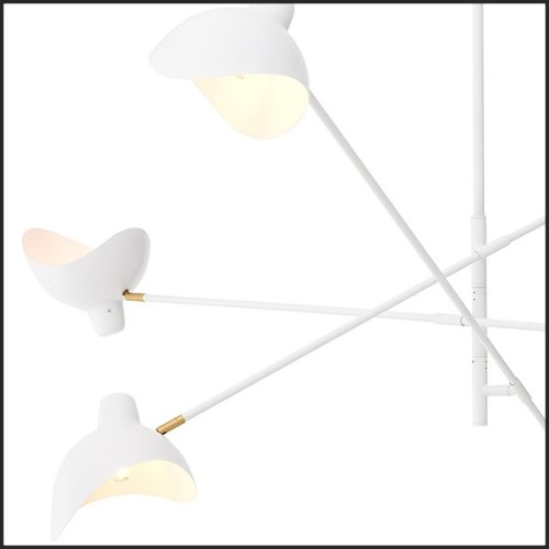 Chandelier with structure in white finish with details in antique brass 24-Meryll