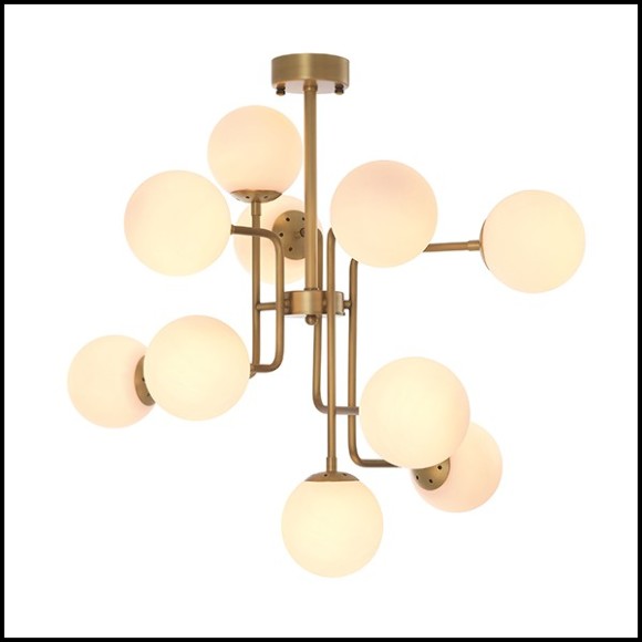 Chandelier style retro en laiton antique et globe en verre 24-Chase