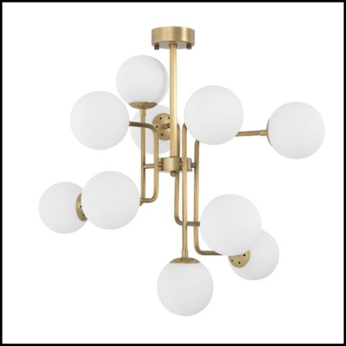 Chandelier style retro en laiton antique et globe en verre 24-Chase