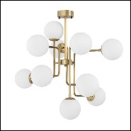 Chandelier style retro en laiton antique et globe en verre 24-Chase