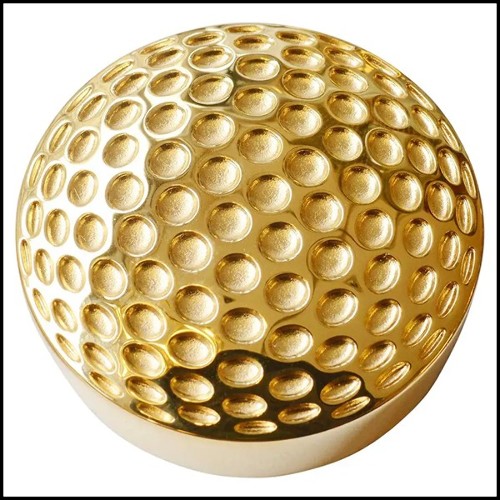 Paperweight in solid brass with golf ball pattern PC-Golf Gold