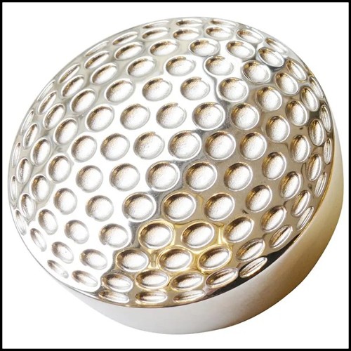 Paperweight in solid brass in palladium finish with golf ball pattern PC-Golf Palladium