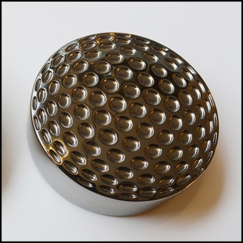 Paperweight in solid brass in ruthenium finish with golf ball pattern PC-Golf Ruthenium