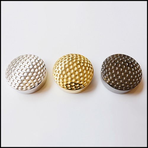 Paperweight in solid brass in ruthenium finish with golf ball pattern PC-Golf Ruthenium