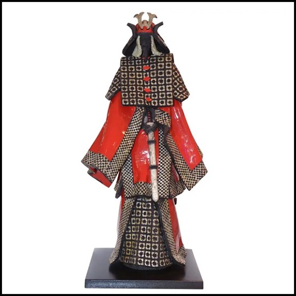 Samourai Sculpture in Raku ceramic PC-Samurai Raku Red & Silver