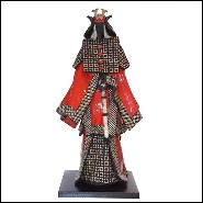 Samourai Sculpture in Raku ceramic PC-Samurai Raku Red & Silver