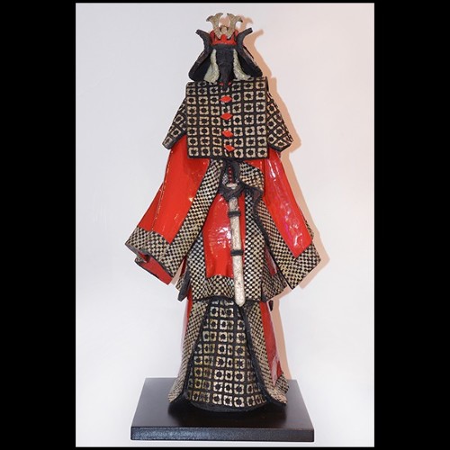 Sculpture Samourai Raku rouge et argent PC-Samurai Raku Red & Silver