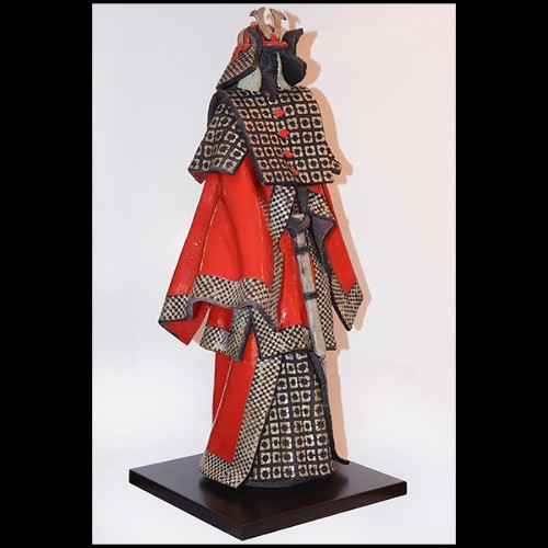 Sculpture Samourai Raku rouge et argent PC-Samurai Raku Red & Silver