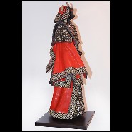 Samourai Sculpture in Raku ceramic PC-Samurai Raku Red & Silver