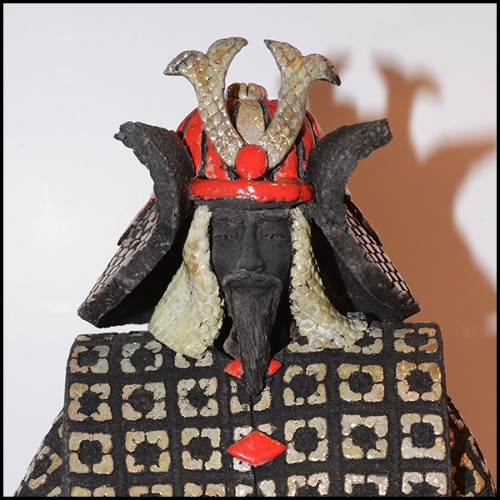Sculpture Samourai Raku rouge et argent PC-Samurai Raku Red & Silver