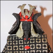 Sculpture Samourai Raku rouge et argent PC-Samurai Raku Red & Silver