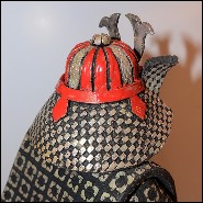 Sculpture Samourai Raku rouge et argent PC-Samurai Raku Red & Silver